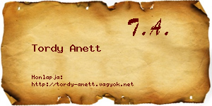 Tordy Anett névjegykártya